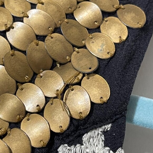 Lucky Brand Womens Black Sleeveless Embroidered Top With Golden Accents - Picture 2 of 8